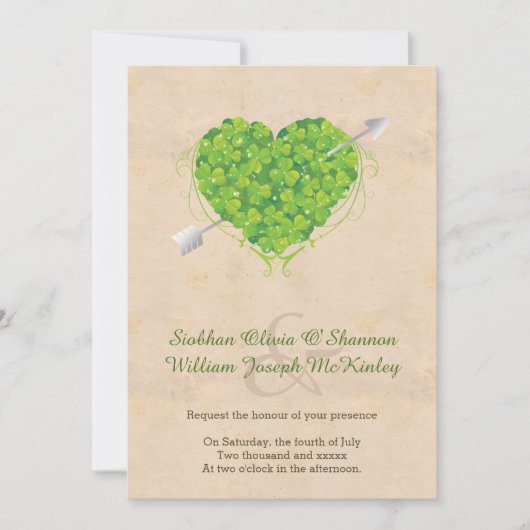 Irish Wedding Shamrock Heart Kaart (Voorkant)