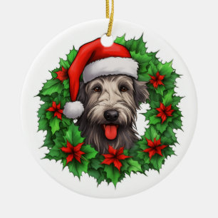 Irish Wolfhound Christmas Wreath Keramisch Ornament