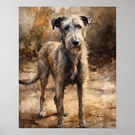 Irish Wolfhound Dog Art Poster (Devant)