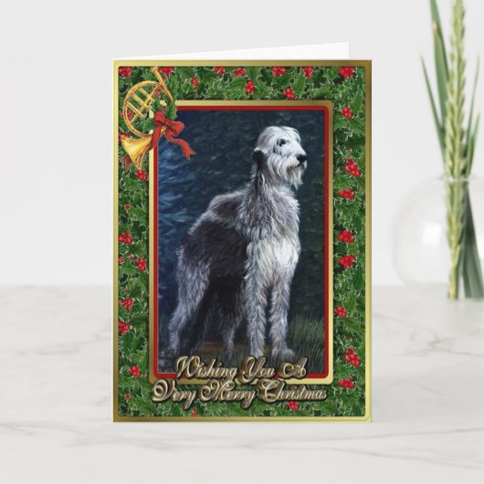 Irish Wolfhound Dog Blank Christmas Kaart (Voorkant)