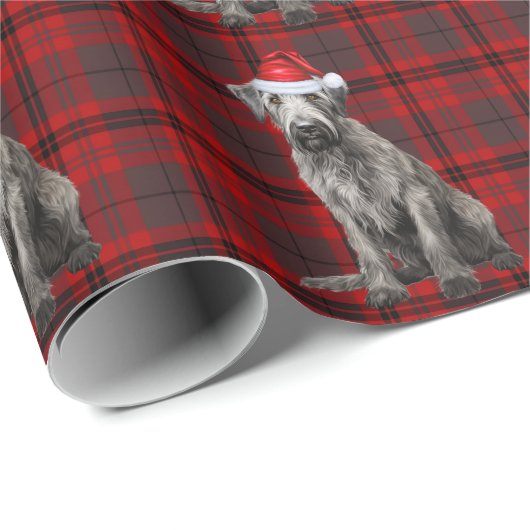 Irish Wolfhound Dog Funny Holiday Plaid Christmas Cadeaupapier (Rol Hoek)