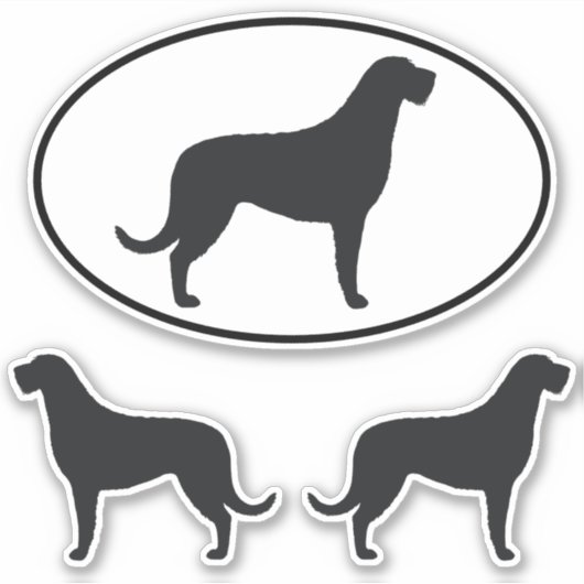 Irish Wolfhound Dog Silhouettes Vinyl Sticker Set (Voorkant)