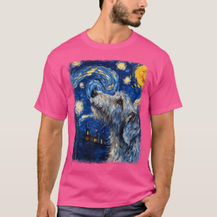 Irish Wolfhound Dog Sterrennacht Painting T-shirt