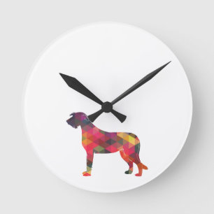 Irish Wolfhound Geometric Pattern Silhouette Multi Ronde Klok