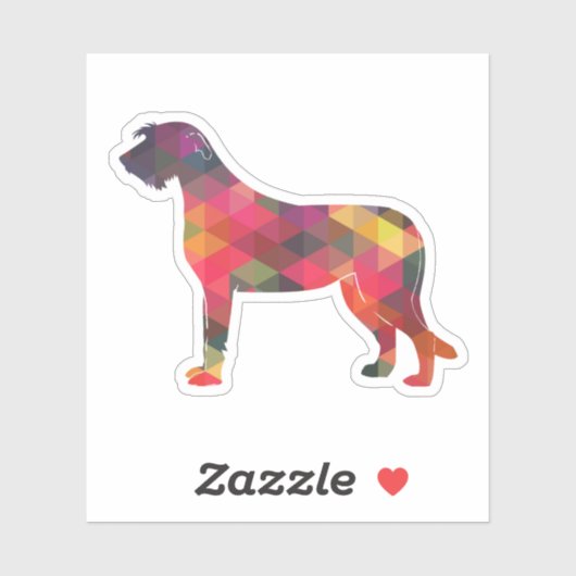 Irish Wolfhound Geometric Pattern Silhouette Multi Sticker (Vel)