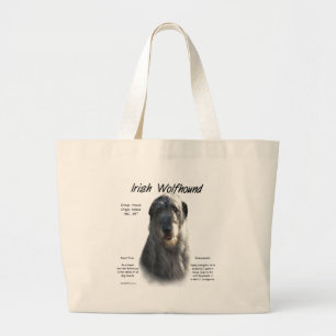 Irish Wolfhound (grijs) Historisch ontwerp Grote Tote Bag