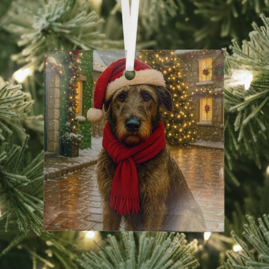 Irish Wolfhound Holiday Glas Ornament (Insitu)