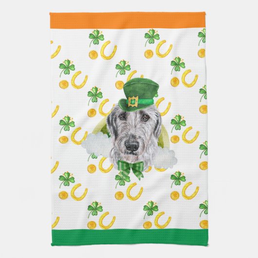 Irish Wolfhound Holiday Home Decor St Patricks Day Theedoek (Verticaal)