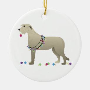 Irish Wolfhound Hondenras Silhouette Kerstmis Keramisch Ornament