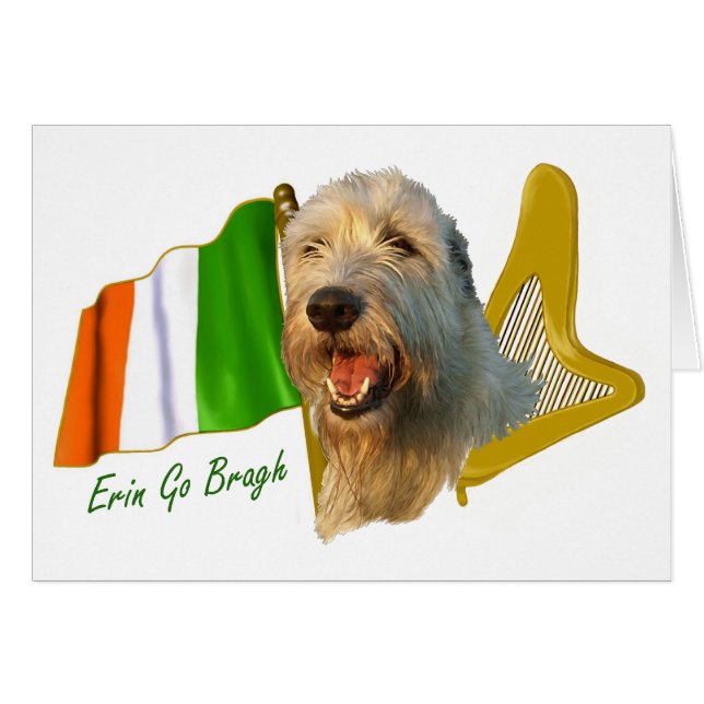 Irish Wolfhound Irish Flag en Harp (Voorkant Horizontaal)