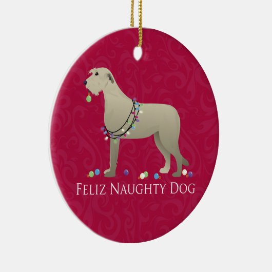 Irish Wolfhound-kerstontwerp Keramisch Ornament (Rechts)