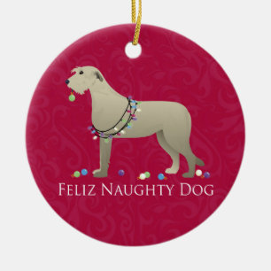 Irish Wolfhound-kerstontwerp Keramisch Ornament