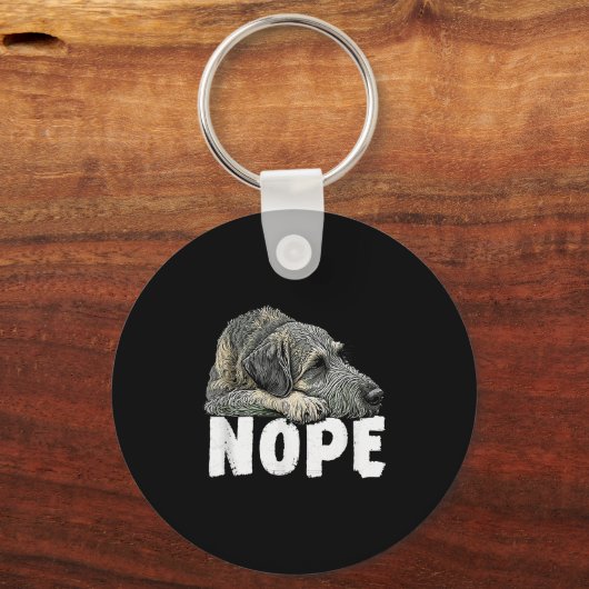 Irish Wolfhound Nope Funny Lazy Pet Dog Cute Sleutelhanger (Voorkant)