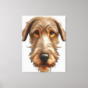 Irish Wolfhound Pet Portrait Black Outline Art Canvas Afdruk