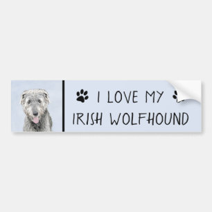 Irish Wolfhound-schilderij - Cute Original Dog Art Bumpersticker