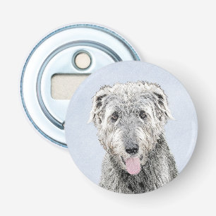 Irish Wolfhound-schilderij - Cute Original Dog Art Button Flesopener