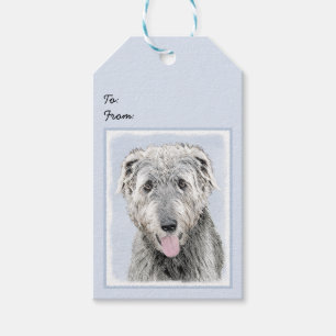 Irish Wolfhound-schilderij - Cute Original Dog Art Cadeaulabel