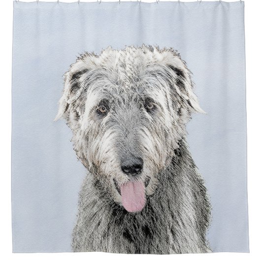 Irish Wolfhound-schilderij - Cute Original Dog Art Douchegordijn (Voorkant)