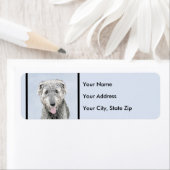 Irish Wolfhound-schilderij - Cute Original Dog Art Etiket (Insitu)