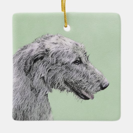 Irish Wolfhound-schilderij - Cute Original Dog Art Keramisch Ornament (Voorkant)
