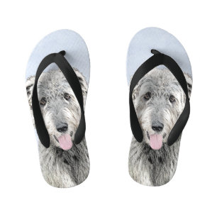 Irish Wolfhound-schilderij - Cute Original Dog Art Kinder Teenslippers