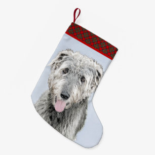 Irish Wolfhound-schilderij - Cute Original Dog Art Kleine Kerstsok