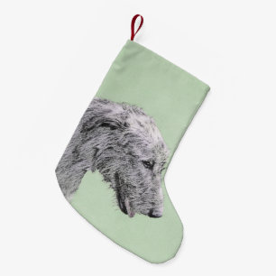 Irish Wolfhound-schilderij - Cute Original Dog Art Kleine Kerstsok