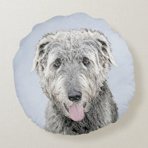 Irish Wolfhound-schilderij - Cute Original Dog Art Rond Kussen