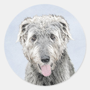 Irish Wolfhound-schilderij - Cute Original Dog Art Ronde Sticker