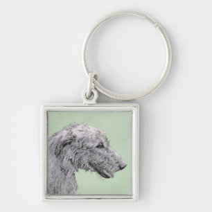 Irish Wolfhound-schilderij - Cute Original Dog Art Sleutelhanger