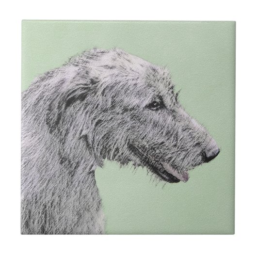 Irish Wolfhound-schilderij - Cute Original Dog Art Tegeltje (Voorkant)