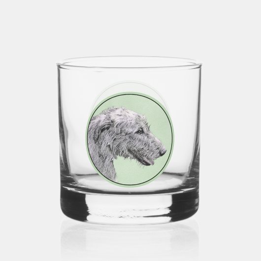 Irish Wolfhound-schilderij - Cute Original Dog Art Whisky Glas (Voorkant)
