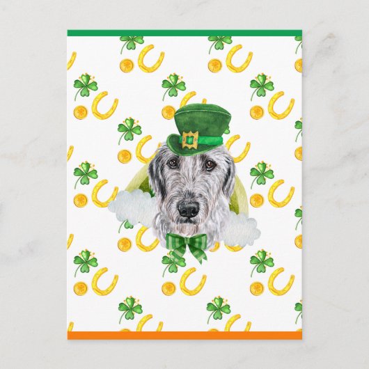 Irish Wolfhound Shamrock St. Patricks Day Feestdagenkaart (Voorkant)