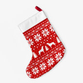 Irish Wolfhound Silhouettes Pattern Red en White Kleine Kerstsok (Achterkant (Hangend))
