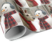 Irish Wolfhound Staring at a Snowman Cadeaupapier (Rol Hoek)