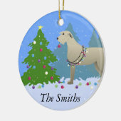 Irish Wolfhound ter decoratie van een kerstboombos (Links)