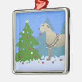 Irish Wolfhound ter decoratie van een kerstboombos (Links)