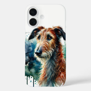Irish Wolfhound Waterverf Art iPhone 16 Hoesje