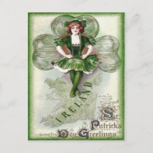 Irish Woman Ireland Shamrock Riverdance Briefkaart