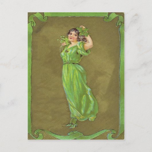 Irish Woman Shamrock Briefkaart (Voorkant)
