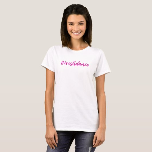 #irishdans - Roze cursief - Ierse dans T-shirt (Voorkant volledig)