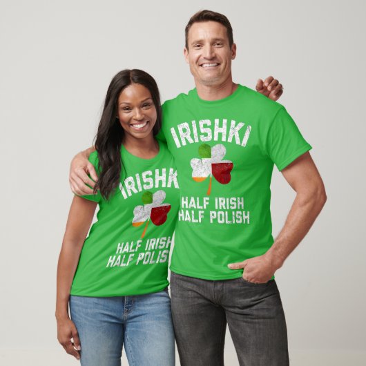 IRISHKI Half Iers halve Poolse Shamrock Flag T-shirt (Unisex)