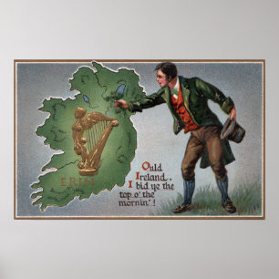 Irishman die Shamrocks aanbiedt aan Ierland Poster