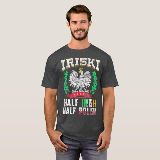 Iriski Half Iers Half Poolse Shamrocks T-shirt (Voorkant volledig)