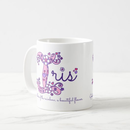 Irisnaam betekent decoratief I monogram mok (Voorkant links)