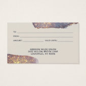 Irispaarse Gouden Glam Glitter Cadeaukaart Visitekaartje (Achterkant)