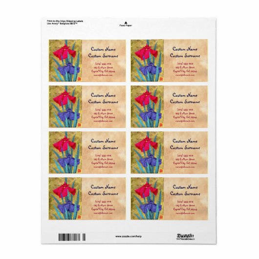 Irisse abstracte bloemen schilderen iriskunst etiket (Full Sheet)