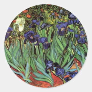 Irissen door Vincent van Gogh, Vintage Tuinkunst Ronde Sticker