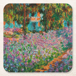 Irissen Monet Tuin Giverny bloemen Vierkante Kartonnen Onderzetter