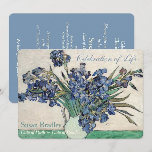 Irissen Van Gogh Feest Uitvaart Aankondiging (Voorkant / Achterkant)